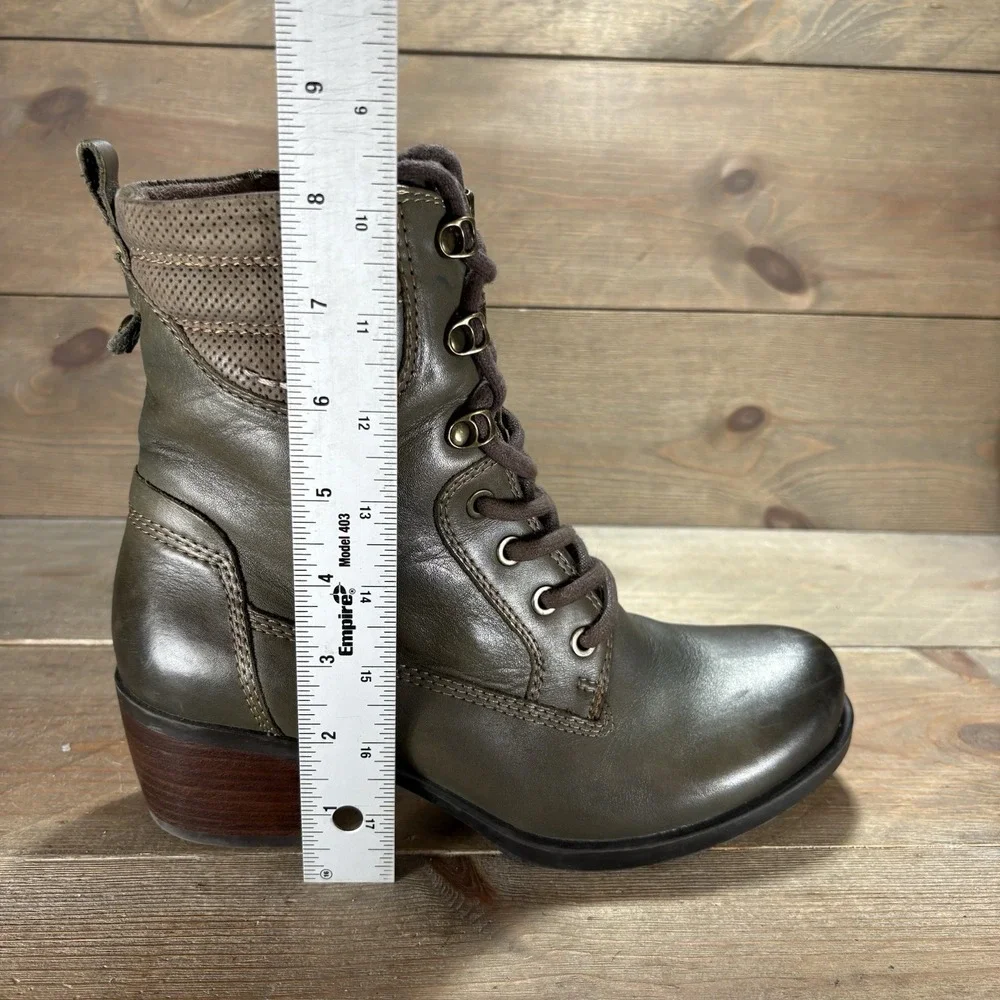 earth denali anchor womens size 7.5 shoes green leather heel combat boots - Picture 9 of 11